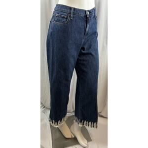 GAP 1969 Wide Leg Cropped Tie Hemmed High Rise Jeans Blue 31 western boho 67-37